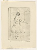 Artist: WILLIAMS, Fred | Title: Dancer standing | Date: 1955-56 | Technique: etching and engraving, printed in black ink, from one copper plate; pencil additions | Copyright: © Fred Williams Estate