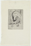 Artist: MADDOCK, Bea | Title: (Dog at a gate). | Date: 1967 | Technique: etching, printed in black ink with plate-tone, from one zinc plate