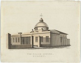 Title: The Police Office, Sydney. | Date: 1848 | Technique: engraving, printed in black ink, from one plate; hand-coloured