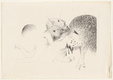 Artist: BOYD, Arthur | Title: St Francis kissing the Wolf of Gubbio. | Date: (1965) | Technique: lithograph, printed in black ink, from one plate | Copyright: Reproduced with permission of Bundanon Trust