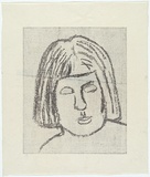 Artist: MADDOCK, Bea | Title: Self-portrait | Date: 1967 | Technique: crayon-lithograph, printed in black ink, from one paper plate