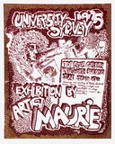 Artist: b'MAURIE' | Title: b'Exhibition by artist Maurice' | Date: 1975 | Technique: b'screenprint, printed in brown ink, from one stencil'