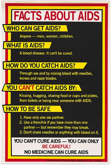 Title: b'Facts about AIDS' | Date: 1985 | Technique: b'screenprint, printed in colour, from three stencils'