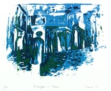 Artist: SHEARER, Mitzi | Title: Stranger in town | Date: 1979 | Technique: linocut, printed in colour, from three blocks