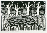 Artist: Morgan, Sally. | Title: Waterhole | Date: 1988 | Technique: screenprint, printed in black ink, from one stencil