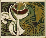 Artist: b'Cilento, Margaret.' | Title: b'Still life.' | Date: 1960 | Technique: b'linocut, printed in colour, from four blocks'