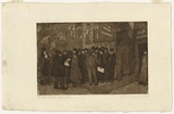 Artist: b'TRAILL, Jessie' | Title: b'The Soup Kitchen, Quay, Paris' | Date: 1930 | Technique: b'aquatint and etching, printed in brown ink with plate-tone, from one copper plate'