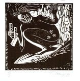 Artist: b'COLEING, Tony' | Title: b'Up your bum.' | Date: 1977-79 | Technique: b'linocut, printed in brown ink, from one plate'