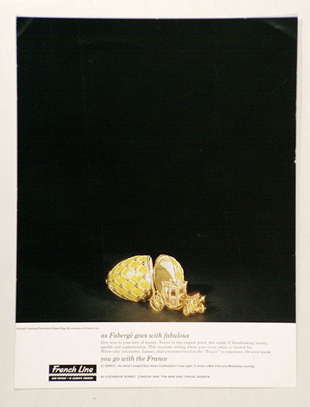 Artist: b'Bainbridge, John.' | Title: b'French Line: as Faberge goes with fabulous.' | Date: c.1961 | Technique: b'photo-lithograph'