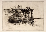 Artist: Baldwinson, Arthur. | Title: Stone steps, Port Augusta. | Date: 1930 | Technique: etching and aquatint, printed in dark brown ink with plate-tone, from one copper plate