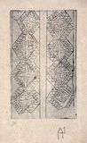 Artist: Wahdu Saietow. | Title: Men's keep good health motifs for embroidered back-patch | Date: 1991 | Technique: etching, printed in blue ink, from one plate
