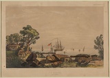 Title: bPort Essington, cote nord de l'Australie [Port Essington, north coast of Australia] | Date: c.1842 | Technique: b'lithograph, printed in black ink, from one stone; hand-coloured'