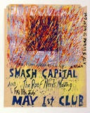 Artist: HOBBS, Ian | Title: Syd. Film Makers Co-Op. 2 films Smash Capital and The Roof needs Mowing ... May 1st Club | Date: 1980 | Technique: linocut, printed in colour, from multiple blocks