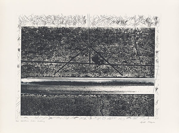 Artist: b'MEYER, Bill' | Title: b'Southern Cross cutting' | Date: 1981 | Technique: b'photo-etching, aquatint, drypoint, printed in black ink, from one zinc plate' | Copyright: b'\xc2\xa9 Bill Meyer'