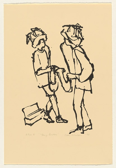 Artist: NICOLSON, Noel | Title: Young buskers | Date: 1998 | Technique: lithograph, printed in black ink, from one stone