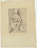 Artist: MADDOCK, Bea | Title: (Self-portrait) | Date: December 1966 | Technique: drypoint, printed in black ink, from one copper plate