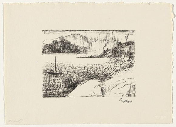 Artist: b'Rees, Lloyd.' | Title: b'Tamar River, Tasmania' | Date: c.1984 | Technique: b'transfer-lithograph, printed in black ink, from one stone' | Copyright: b'\xc2\xa9 Lloyd Rees. Licensed by VISCOPY, Australia'