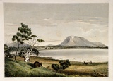 Artist: b'Angas, George French.' | Title: b'Waungerri Lake and the Marble Range Westward of Port Lincoln.' | Date: 1846-47 | Technique: b'lithograph, printed in colour, from multiple stones; varnish highlights by brush'