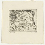 Artist: b'BOYD, Arthur' | Title: b'Weeping figure with couch and smoking chimney.' | Date: (1968-69) | Technique: b'etching and aquatint, printed in black ink, from one plate' | Copyright: b'Reproduced with permission of Bundanon Trust'