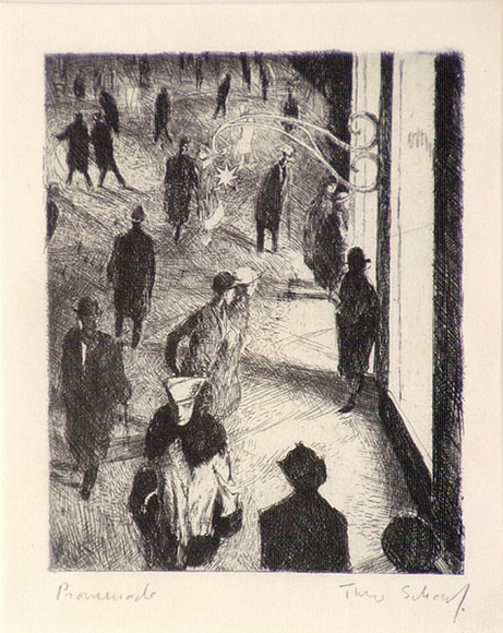 Artist: b'Scharf, Theo.' | Title: b'Promenade' | Date: c.1922 | Technique: b'etching and drypoint, printed in black ink, from one plate' | Copyright: b'\xc2\xa9 The Estate of Theo Scharf.'