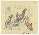 Artist: b'Thorpe, Lesbia.' | Title: b'Freeze!' | Date: 1981 | Technique: b'screenprint, printed in colour, from four stencils'