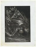 Artist: BOYD, Arthur | Title: (Figure in foliage above stream). | Date: 1973-74 | Technique: aquatint, printed in black ink, from one plate | Copyright: Reproduced with permission of Bundanon Trust