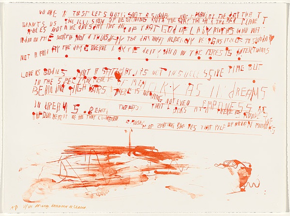 Title: b'Settevoltecieco (orange)' | Date: 2010 | Technique: b'lithograph, printed in orange ink, from one stone/plate; hand-coloured'