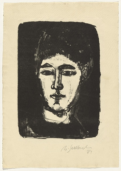 Artist: b'SELLBACH, Udo' | Title: b'(Head of a woman)' | Date: 1951 | Technique: b'lithograph, printed in black ink, from one stone [or plate]'