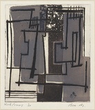 Artist: b'MADDOCK, Bea' | Title: b'Calligraphy' | Date: 1959 | Technique: b'etching, aquatint, deep etch and relief-etching, printed in colour, from one copper plate'