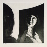 Artist: b'BALDESSIN, George' | Title: b'Echo.' | Date: 1965 | Technique: b'etching and aquatint, printed in black ink, from one plate'