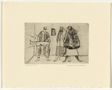 Artist: b'HANRAHAN, Barbara' | Title: b'Mourners' | Date: c.1960 | Technique: b'drypoint, printed in black ink, from one plate'