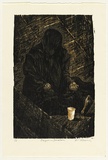 Artist: AMOR, Rick | Title: Beggar in Barcelona. | Date: 1991 | Technique: woodcut, printed in black, brown and grey ink, from three blocks