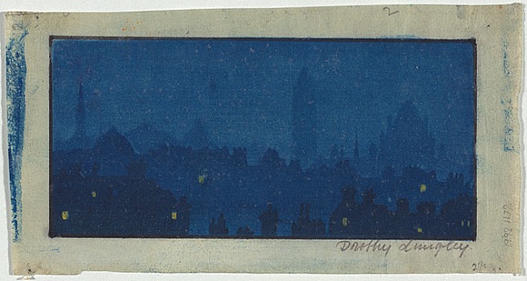 Artist: b'Lungley, Dorothy.' | Title: b'not titled (Nocturne).' | Date: c.1933 | Technique: b'woodcut, printed in colour, from multiple blocks'