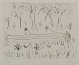 Artist: b'Risley, Tom.' | Title: b'not titled [crocodile] [set of 3 etchings #2]' | Date: 1990 | Technique: b'etching, printed in black ink, from one plate; with embossing'