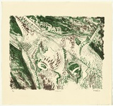 Artist: Hillard, Merris. | Title: Shipwreck | Date: c.1986 | Technique: lithograph, printed in green and brown ink, from two stones