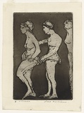 Artist: b'WILLIAMS, Fred' | Title: b'Chorus girls' | Date: 1955-56 | Technique: b'etching, aquatint and drypoint, printed in black ink, from one zinc plate' | Copyright: b'\xc2\xa9 Fred Williams Estate'