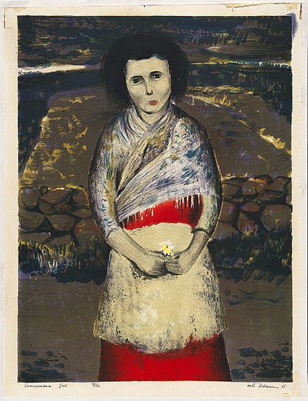 Artist: b'Adams, Tate.' | Title: b'Connemara girl' | Date: 1955 | Technique: b'lithograph, printed in colour, from multiple stones'