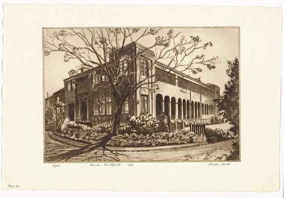 Artist: b'PLATT, Austin' | Title: b'Meridan, Strathfield' | Date: 1938 | Technique: b'etching, printed in black ink, from one plate'