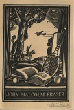Artist: FEINT, Adrian | Title: Bookplate: John Malcolm Fraser. | Date: (1938) | Technique: wood-engraving, printed in black ink, from one block | Copyright: Courtesy the Estate of Adrian Feint