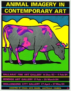 Artist: REDBACK GRAPHIX | Title: Animal imagery in contemporary art. | Date: 1983, before 14 December | Technique: screenprint, printed in colour inks, from five stencils | Copyright: © Michael Callaghan