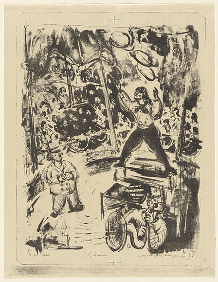 Artist: b'MACQUEEN, Mary' | Title: b'Circus' | Date: 1961 | Technique: b'lithograph, printed in black ink, from one plate' | Copyright: b'Courtesy Paulette Calhoun, for the estate of Mary Macqueen'