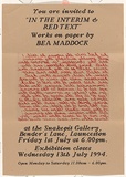 Title: b'Exhibition invitation: In the interim and Red text, Snake Pit Gallery, Launceston 1994' | Date: 1994 | Technique: b'photocopy, printed in red and black ink; orange sticker seal'