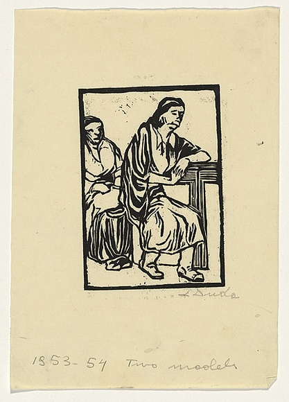 Artist: b'Groblicka, Lidia.' | Title: b'Two models' | Date: 1953-54 | Technique: b'woodcut, printed in black ink, from one block'