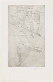 Artist: WALKER, Murray | Title: Running girl being watched. | Date: 1973 | Technique: etching, printed in black ink, from one plate