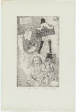 Artist: WALKER, Murray | Title: Stripper and jazzman. | Date: 1975 | Technique: etching, printed in black ink, from one plate