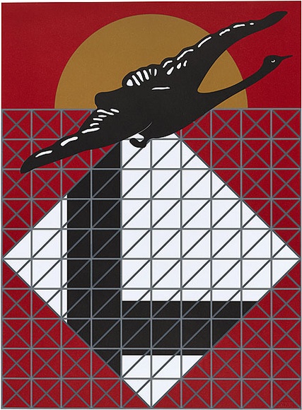 Artist: b'Bennett, Gordon.' | Title: b'Home decor (Counter composition) black swan' | Date: 1998 | Technique: b'lithograph, printed in colour, from five aluminium plates' | Copyright: b'\xc2\xa9 Gordon Bennett, Licensed by VISCOPY, Australia'