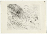 Artist: BOYD, Arthur | Title: (Three figures with beast and palette). | Date: c.1969 | Technique: etching, printed in black ink, from one plate | Copyright: Reproduced with permission of Bundanon Trust