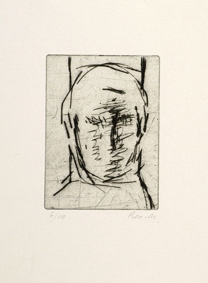 Artist: b'MADDOCK, Bea' | Title: b'Turning head.' | Date: 25 August 1964 | Technique: b'drypoint, printed in black ink, from one copper plate'