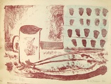 Artist: b'Grieve, Robert.' | Title: b'Still life' | Date: 1954 | Technique: b'lithograph, printed in colour from two stones'