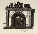 Artist: OGILVIE, Helen | Title: not titled [Fireplace in Alfred Felton's office] | Date: (1947) | Technique: wood-engraving, printed in black ink, from one block
